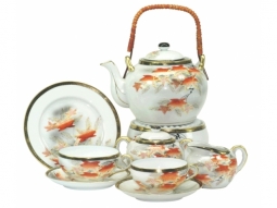 Teeservice Ahorn Bunt-Gold Jap.Porzellan