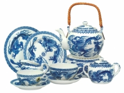 Teeservice blauer Drache Jap.Porzellan