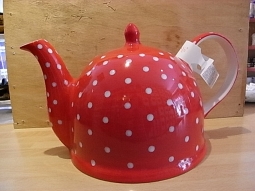 Teekanne Rot mit wei�en Punkten 1,7l