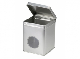 Teedose silber mit runden Fenster Teed..
