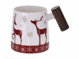 FBC Becher 'Deer white' mit Holzgriff ..