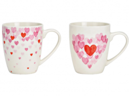 Porzellanbecher 'Hearts' 360 ml, 2-fach sort.  (2 Stück)