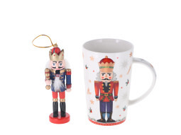  Geschenkset bestehend aus  Porzellanbecher 200 ml und  Nus rot